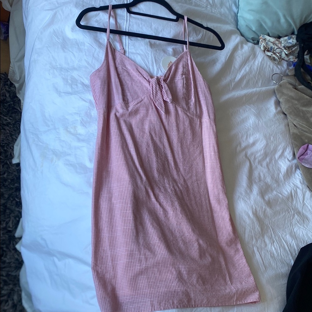 Pink Gingham Mini Dress